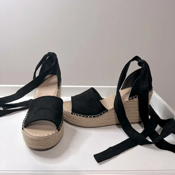 JustFab Isla Tie Up Espadrille Wedge Heels Sandal Size US 8 / EU 38.5 - Picture 5 of 5